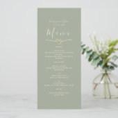 Menu Mariage Minimaliste Vert Sauge Dîner (Debout devant)