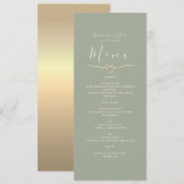 Menu Mariage Minimaliste Vert Sauge Dîner (Devant / Derrière)