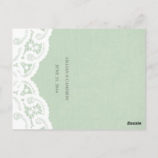 Menu Mariage Mint Lace Doily (Dos)