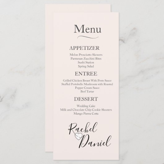 Menu Mariage moderne (Devant / Derrière)