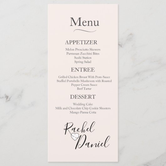 Menu Mariage moderne (Devant)