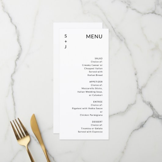 Menu Mariage moderne (Devant/Arrière en situation)