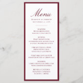 Menu Mariage Moderne à Bordure Bourgogne (Devant)