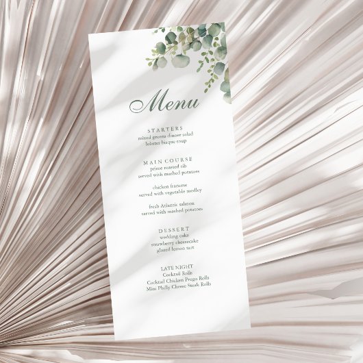 Menu Mariage Moderne à la Verdure Eucalyptus