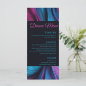 Menu mariage-Moderne Abstrait bleu et rose- (Debout devant)