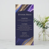 Menu mariage-Moderne Abstrait Bleu pourpre Or- (Debout devant)