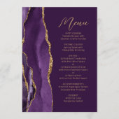 Menu Mariage Moderne Agate Or Violet Écriture Manuscrit (Devant)