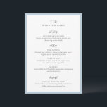 Menu Mariage Moderne au Monogramme en Poudre Bleue Élég<br><div class="desc">Menus de mariage modernes présentant un design épuré avec des polices serif et script.</div>