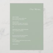 Menu Mariage Moderne au Vert Sauge Élégant (Devant)