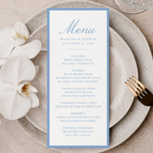 Menu Mariage Moderne avec Bordure Bleue