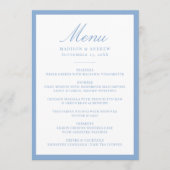 Menu Mariage Moderne avec Bordure Bleue (Devant)