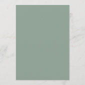 Menu Mariage Moderne avec Bordure Vert Sauge (Dos)