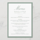 Menu Mariage Moderne avec Bordure Vert Sauge (Devant)