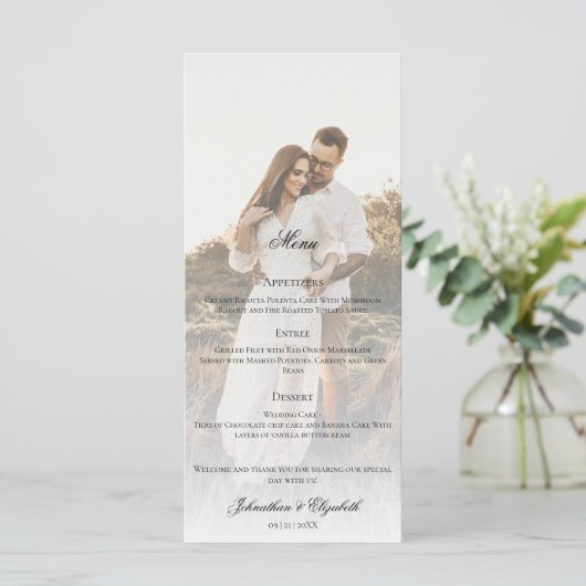 Menu Mariage Moderne avec Photo et Superposition (Debout devant)