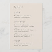 Menu Mariage Moderne Beige Élégant (Devant)
