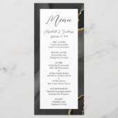 Menu Mariage moderne Black Gold Agate (Devant)
