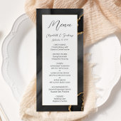 Menu Mariage moderne Black Gold Agate