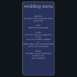 Menu Mariage moderne bleu marine<br><div class="desc">Menu mariage moderne bleu marine invitations personnalisées avec texte personnalisable</div>