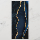 Menu Mariage Moderne Bleu Nuit Agate Or (Dos)