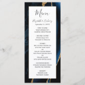 Menu Mariage Moderne Bleu Nuit Agate Or (Devant)