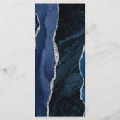 Menu Mariage Moderne Bleu Nuit Argent Agate (Dos)