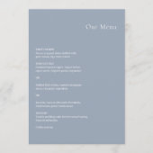 Menu Mariage Moderne Bleu Poussiéreux Élégant (Devant)