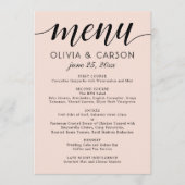 Menu Mariage moderne Blush et Black Script (Devant)