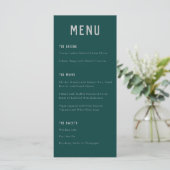 Menu Mariage moderne Boho Arch Green Grey Typographie (Debout devant)