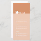 Menu Mariage moderne Bold Tan & Blush Desert Boho (Devant / Derrière)
