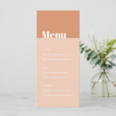 Menu Mariage moderne Bold Tan & Blush Desert Boho (Debout devant)