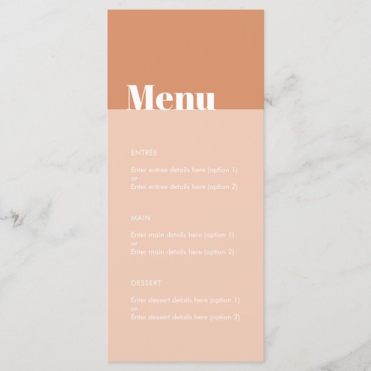 Menu Mariage moderne Bold Tan & Blush Desert Boho (Devant)