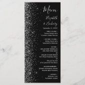 Menu Mariage Moderne Bordure Pailletée Noir Argent (Devant)