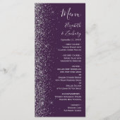 Menu Mariage Moderne Bordure Pailletée Violet Foncé Arg (Devant)