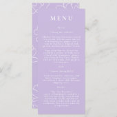 Menu Mariage moderne botanique violet (Devant / Derrière)