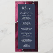 Menu Mariage Moderne Bourgogne Argent Agate Bleu Marine (Devant)