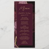 Menu Mariage Moderne Bourgogne Or Agate (Devant)