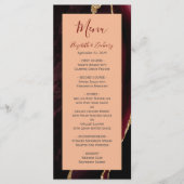 Menu Mariage Moderne Bourgogne Or Agate Pêche (Devant)