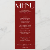 Menu Mariage Moderne Bourgogne Rétro Amusant (Devant)