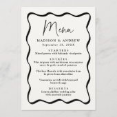 Menu Mariage Moderne Cadre Ondulé Crème et Noir (Devant)