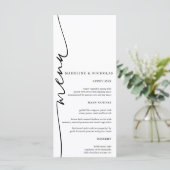 Menu Mariage Moderne Calligraphie Simple Noir Et Blanc (Debout devant)