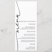 Menu Mariage Moderne Calligraphie Simple Noir Et Blanc (Devant)