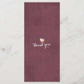 Menu mariage Moderne Chic Doré Rose Bourgogne Roug (Dos)