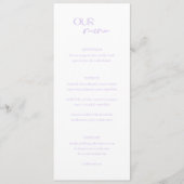 Menu Mariage Moderne Chic Lilas (Devant)
