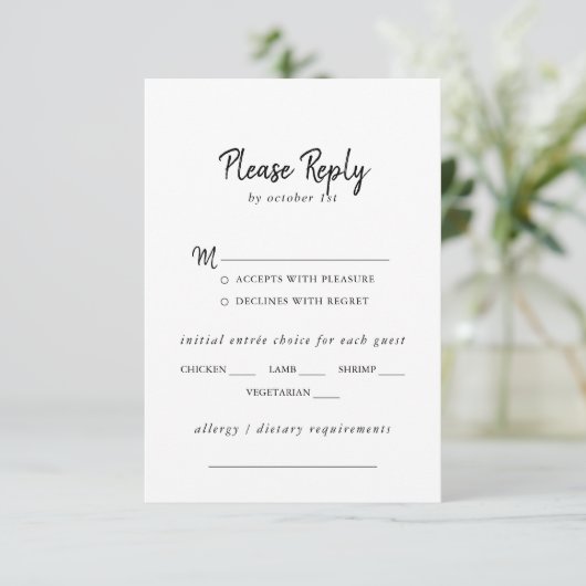 Menu Mariage moderne Choix RSVP (Debout devant)