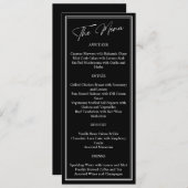 Menu Mariage moderne classique noir et blanc (Devant / Derrière)