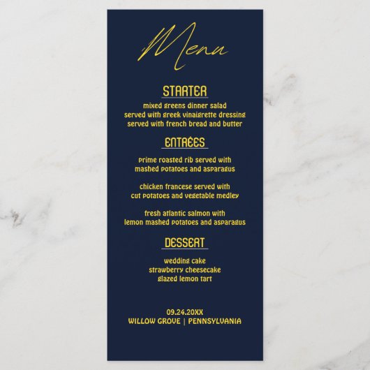 Menu Mariage moderne classique - Savourez les save (Devant)