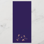 Menu mariage moderne Cuivre et bleu fleuri (Dos)