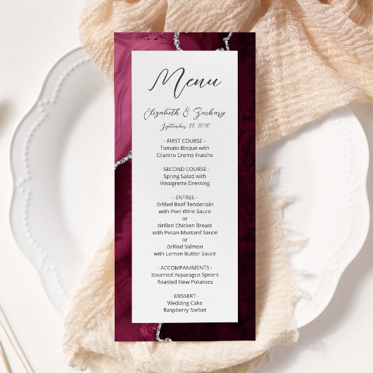 Menu Mariage moderne d'âge d'argent en Bourgogne