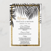 Menu Mariage moderne de palmier de frondes de frontière (Devant)