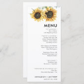Menu Mariage moderne de tournesol floral Eucalyptus (Devant / Derrière)